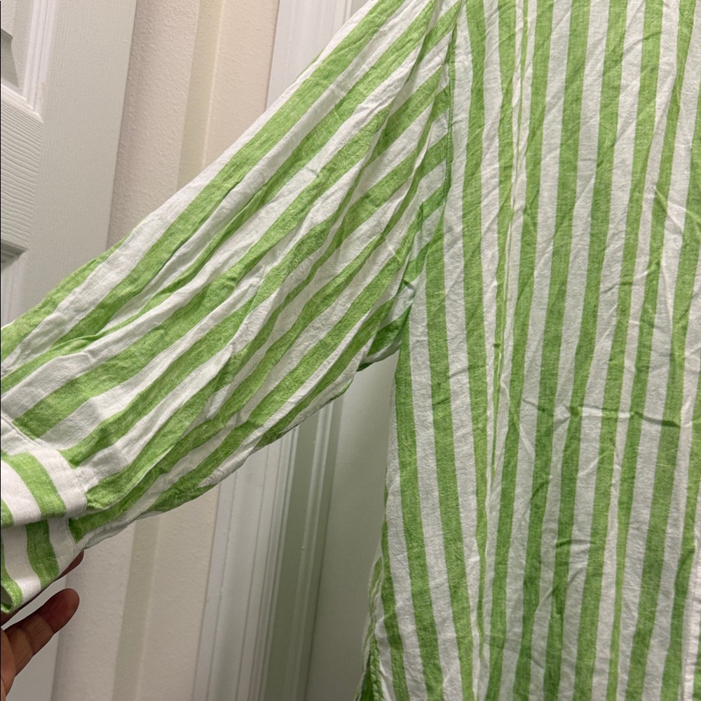The boyfriend shirt Green & White Striped women Button-Up Shirt - Picture 3 of 4
